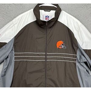Cleveland Browns‎ Jacket Mens 2XL Brown Full Zip Windbreaker Lightweight NFL NEW